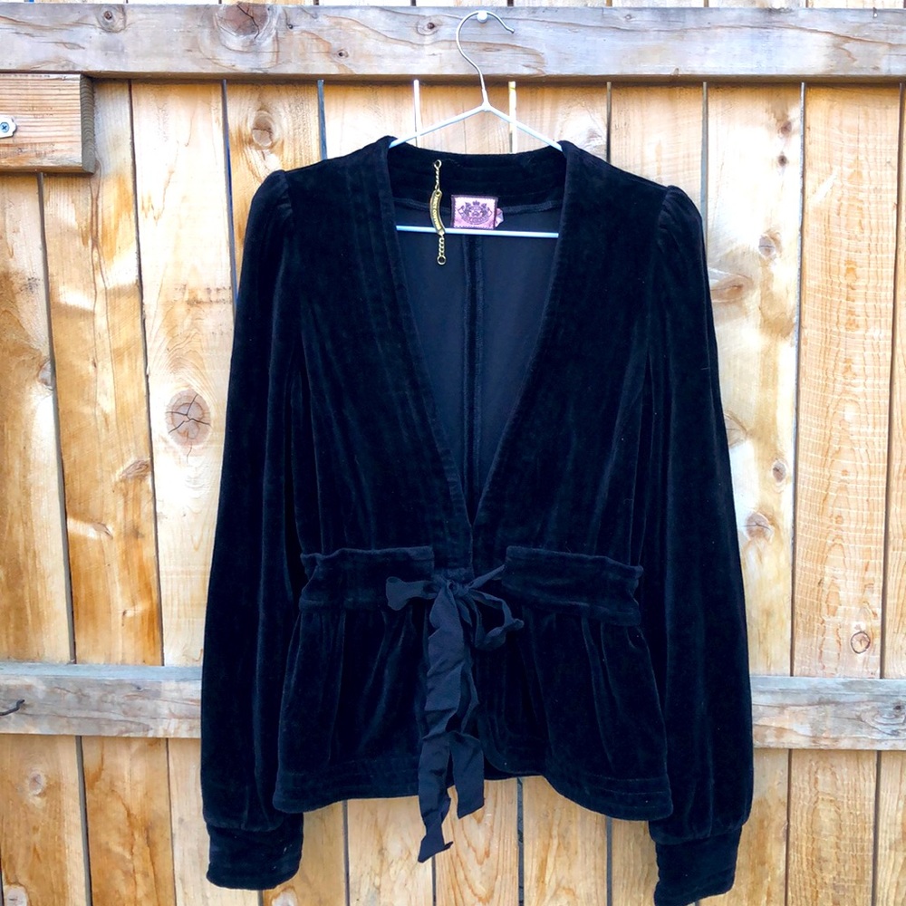 Velvet like black blazer with tie strings